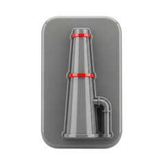 Industrial Chimney with Red Accents on Transparent Background