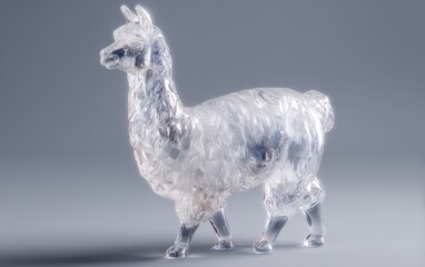 A transparent, textured llama sculpture.