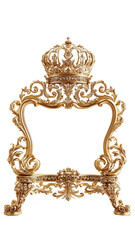 A luxurious, ornate oval gold frame with crown, Regal and vintage appearance. Perfect for classic art, antique design elements, or decorative projects. SVG