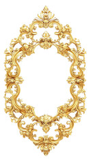 A luxurious, ornate vertical gold frame with crown, baroque-style floral and leaf motifs. Regal and vintage appearance. Perfect for classic art, antique design elements, or decorative projects. SVG