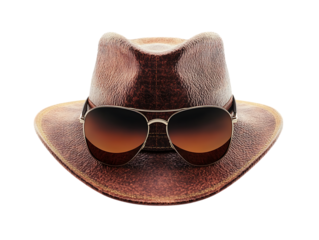 Stylish hat with aviator sunglasses isolated on png