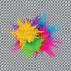 Fototapeta premium Vibrant rainbow color powder explosion effect isolated on transparent background, perfect for festival themes, design overlays, or creative visual effects