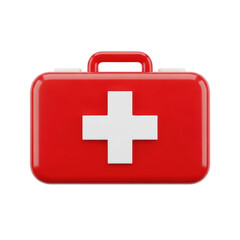 Fototapeta premium Red First Aid Kit with Cross Symbol for Emergency Health Care