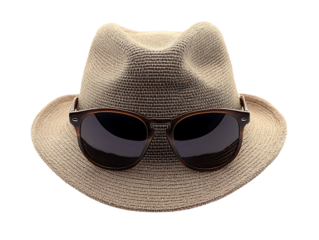 Stylish hat with aviator sunglasses isolated on png