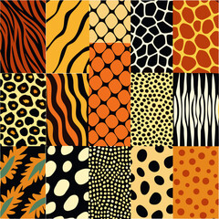 Zebra Stripes and Leopard Print Animal Skin Pattern Design Illustration