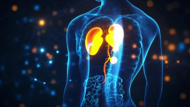 Human anatomy, highlighting the digestive system.  3D render