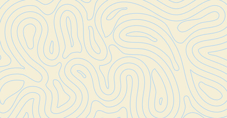 Fototapeta premium Abstract topography pattern with light blue contour lines on a creamy beige background, creating a smooth, flowing, and organic feel, suggesting a map or flowing water aesthetic on a light surface