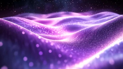 Abstract purple landscape with sparkling particles and stars in the background animation - Powered by Adobe