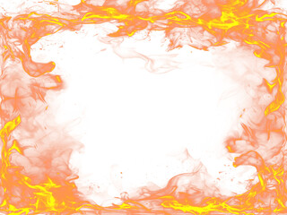 Fiery frame evokes heat and intensity, featuring flames and vibrant colors against a transparent background, perfect for dramatic effects.