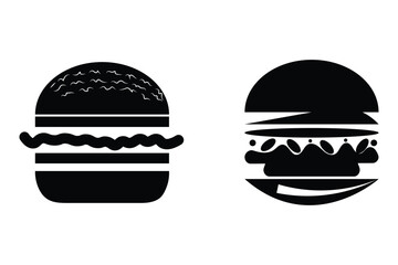Delicious Burger Icons Black and White Fast Food Graphics