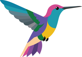 Obraz premium Hummingbird vector,hummingbird, parrot. Vector illustration in flat design. Fauna of South America. Flying colorful bird for icons 