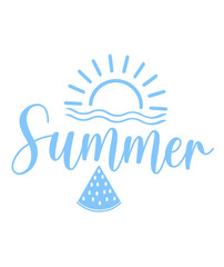 Summer typography clip art design on plain white transparent isolated background for sign, decal, card, shirt, hoodie, sweatshirt, apparel, tag, mug, icon, poster or badge