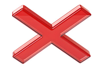 Fototapeta premium Glossy Red Cross Mark Symbol of Cancellation, Rejection, or Error