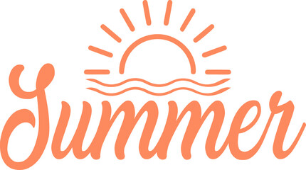 Summer typography clip art design on plain white transparent isolated background for sign, decal, card, shirt, hoodie, sweatshirt, apparel, tag, mug, icon, poster or badge