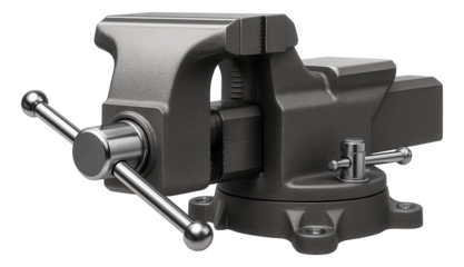 Rotating bench vise with integrated anvil and pipe jaws for a welding table.