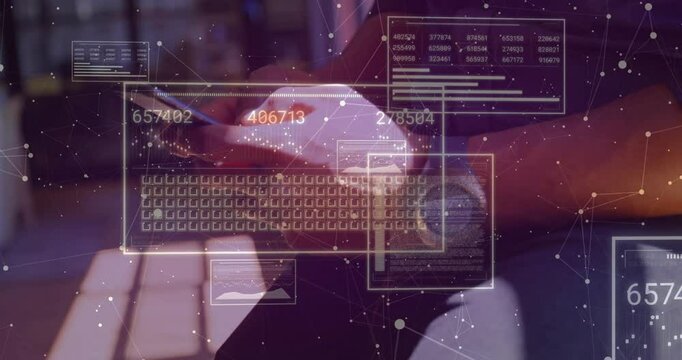 Hands tapping and swiping phone, updating numeric data panels, collapsing after final tap