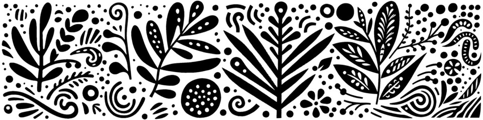 Hand‑Drawn Olive Leaf Illustration, Tribal Botanical Folk Art Pattern Vector for Mediterranean and Nature Adventure Themes Design