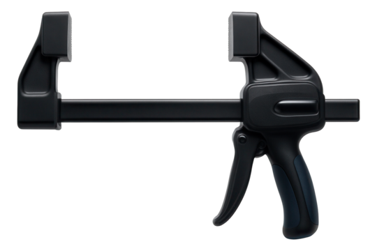 Quick-release bar clamp with a wide jaw opening for clamping large sections in a construction environment.