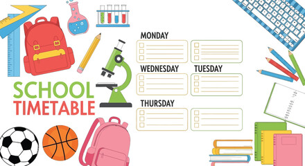 School timetable planner template for students teachers education academic schedule organizer weekly layout