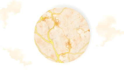 Marble Texture Circle: Elegant circular marble texture with gold veins, ideal for design projects and backgrounds.  