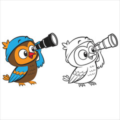 Cute Owl Smile Cartoon Coloring Page For Kids