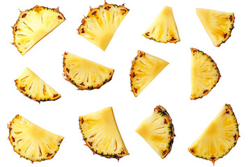 Naklejka premium Fresh Pineapple Slices: Isolated on Transparent PNG, Vibrant, Juicy