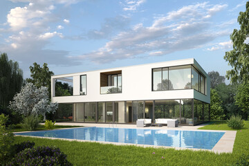 Moderne kubische Villa mit Pool