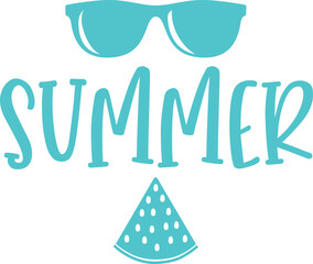 Summer typography clip art design on plain white transparent isolated background for sign, decal, card, shirt, hoodie, sweatshirt, apparel, tag, mug, icon, poster or badge