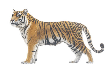 Obraz premium Majestic Siberian Tiger, isolated on transparent PNG, side profile view.