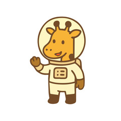 Astronaut Giraffe Waving Hello in Space
