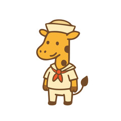 Fototapeta premium A Cute Cartoon giraffe in sailor uniform