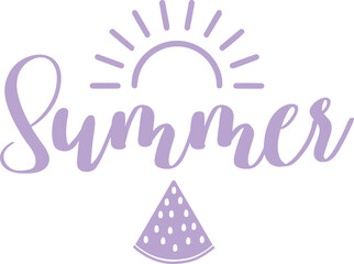 Summer typography clip art design on plain white transparent isolated background for sign, decal, card, shirt, hoodie, sweatshirt, apparel, tag, mug, icon, poster or badge