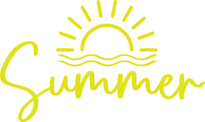 Summer typography clip art design on plain white transparent isolated background for sign, decal, card, shirt, hoodie, sweatshirt, apparel, tag, mug, icon, poster or badge