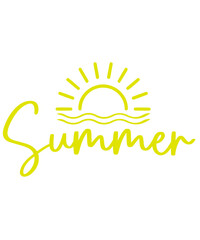 Summer typography clip art design on plain white transparent isolated background for sign, decal, card, shirt, hoodie, sweatshirt, apparel, tag, mug, icon, poster or badge