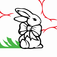 Cute Easter Bunny with Bow Clipart