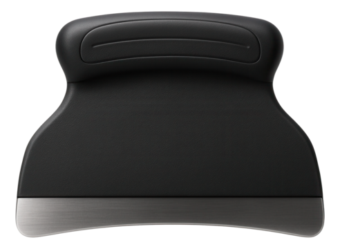 Nylon body filler applicator with a curved edge for detailed work on vehicle contours.