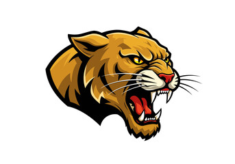 Fierce Wildcat Mascot Logo | Roaring Golden Cat Vector Illustration | Sports Team Emblem, Angry Predator Face Art for Apparel, Branding & Stickers

