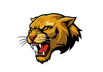 Fierce Wildcat Mascot Logo | Roaring Golden Cat Vector Illustration | Sports Team Emblem, Angry Predator Face Art for Apparel, Branding & Stickers

