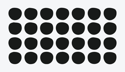 Black oval shapes arranged in rows and columns pattern arrangement