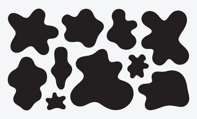 Black organic shapes scattered across a white background vector