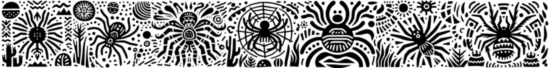 Hand‑Drawn Tarantula Illustration, Tribal Jungle Folk Art Pattern Vector for Insect and Wildlife Adventure Themes Design
