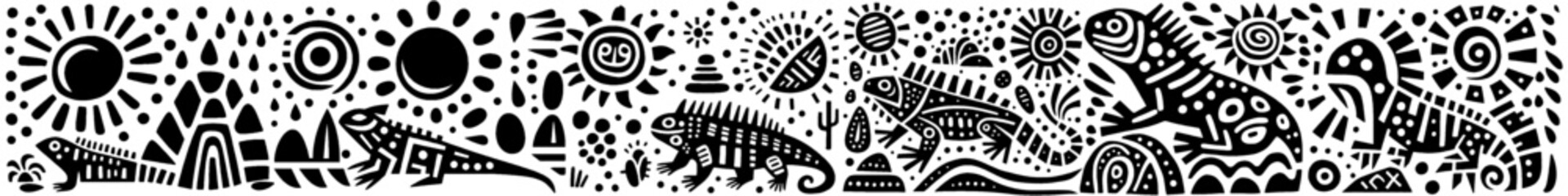 Hand‑Drawn Iguana Illustration, Tribal Reptile Folk Art Pattern Vector for Wildlife and Tropical Nature Theme Designs