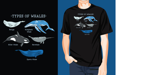 Types of whales t-shirt design © Nur