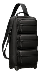 Fishing tackle bag with multiple zippered pockets for organizing lures and lines.