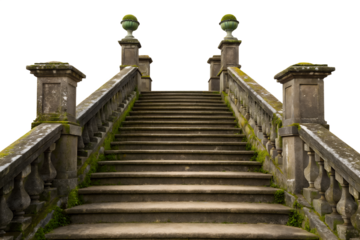 Ancient Stone Staircase Leading Upwards Architectural Detail and Mossy Texture