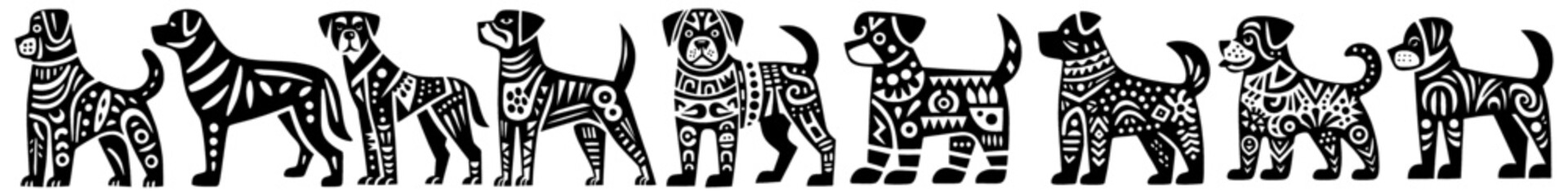 Hand‑Drawn Rottweiler Illustration, Tribal Loyal Folk Art Pattern Vector for Pet and Guard Dog Theme Designs