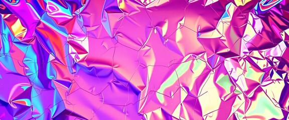 Shimmering rainbow foil with vibrant metallic neon texture , prismatic, neon