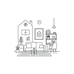 Sketch of a house interior. Blue print vector