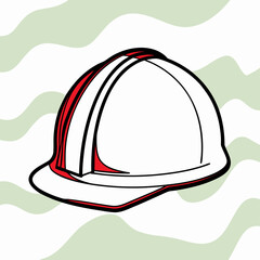 Red and White Construction Hard Hat Illustration