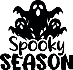 Spooky Season. Halloween party lettering logo phrase. Black design element. Vector font illustration.